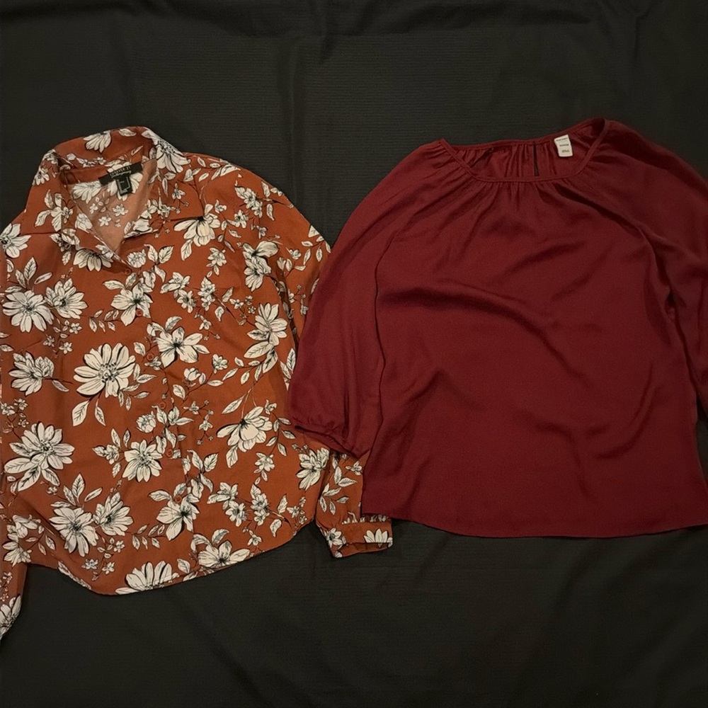 Floral Forever 21 and Maroon Old Navy Blouses